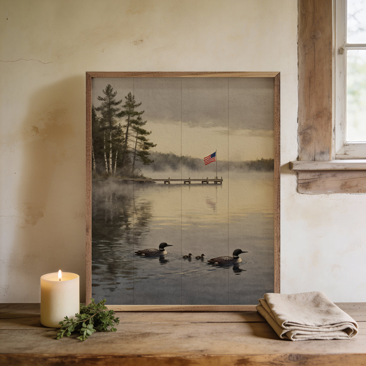 Northern Lake Loon Family Printed and Framed Wall Sign