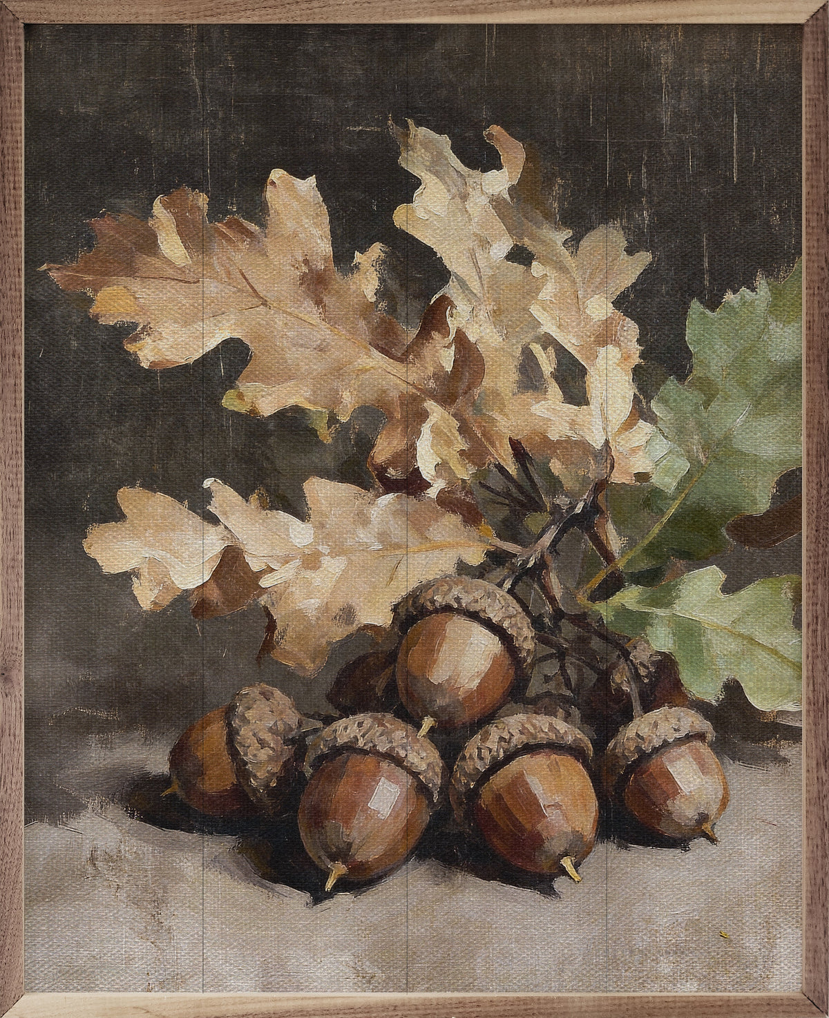 Oak Leaves And Acorns Still Life Printed and Framed Wall Sign
