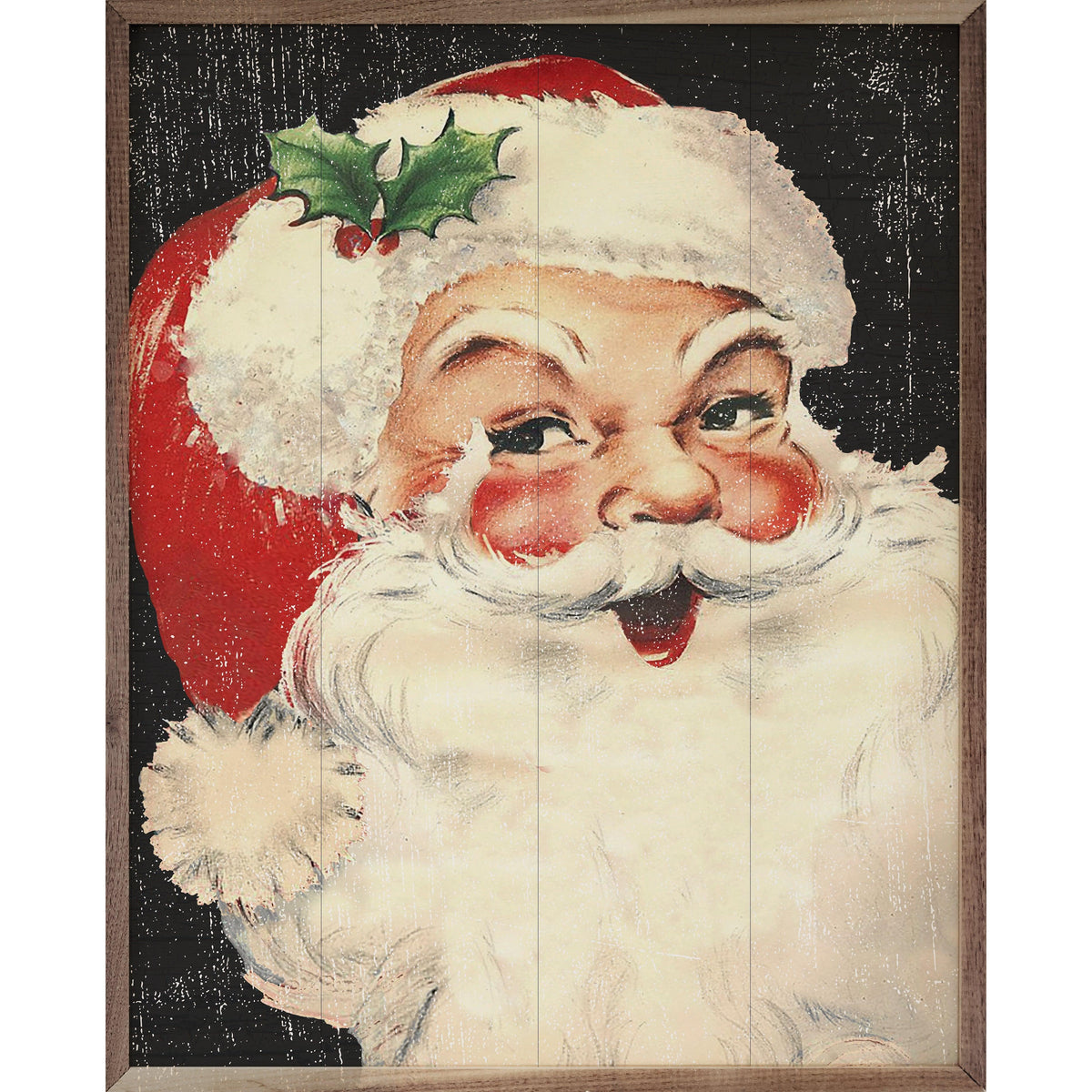 Rosy Cheeks Santa Black Printed and Framed Wall Sign
