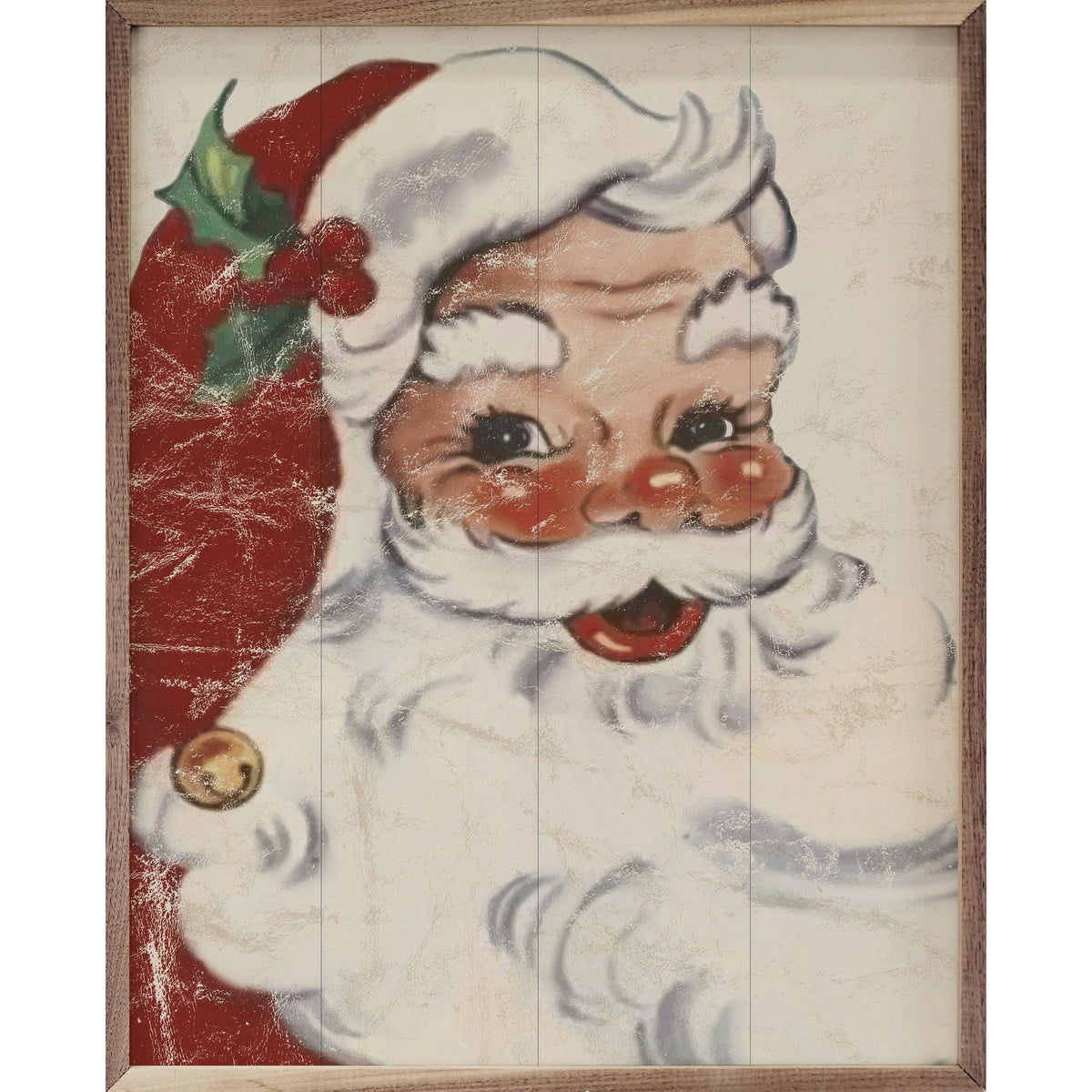 Rosy Cheeks Santa White Printed and Framed Wall Sign