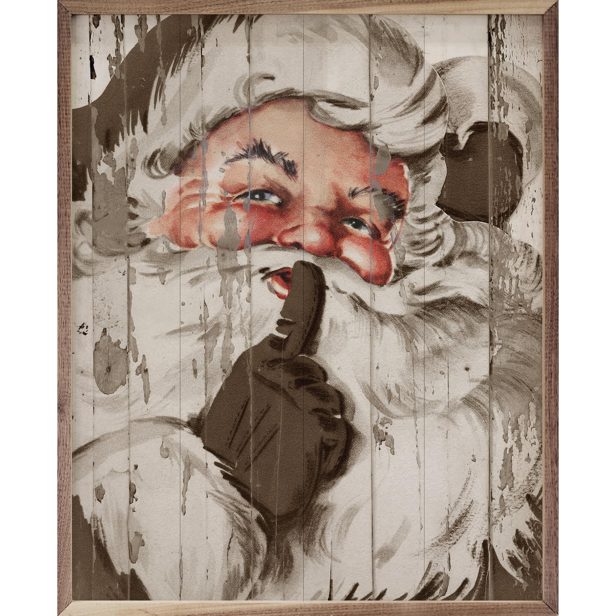 Santa Be Quiet Shh Beige Printed and Framed Wall Sign
