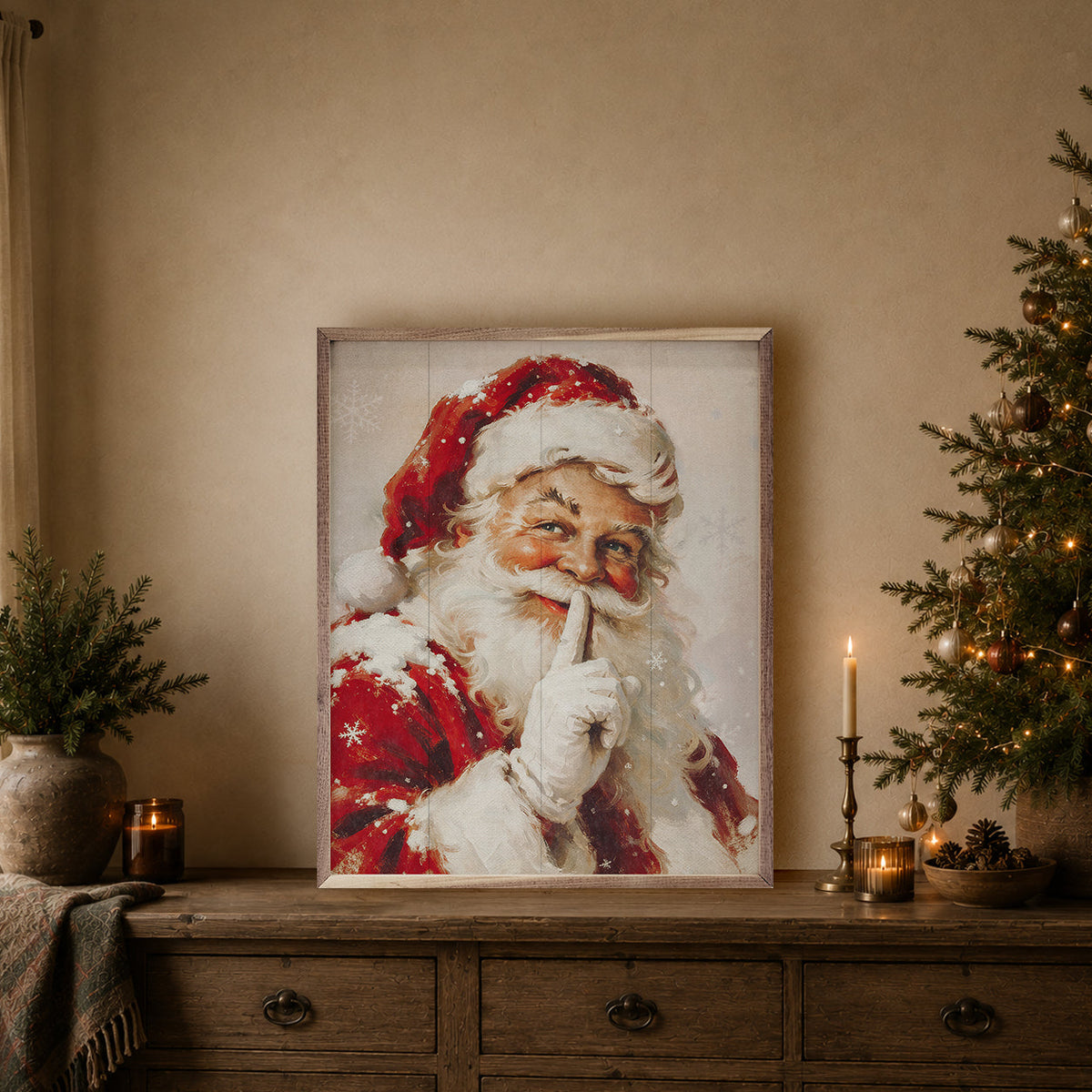 Santa Claus Printed and Framed Wall Sign