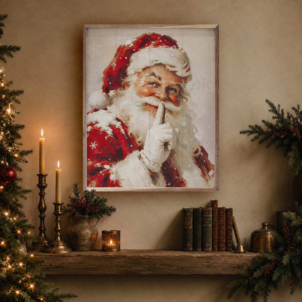 Santa Claus Printed and Framed Wall Sign