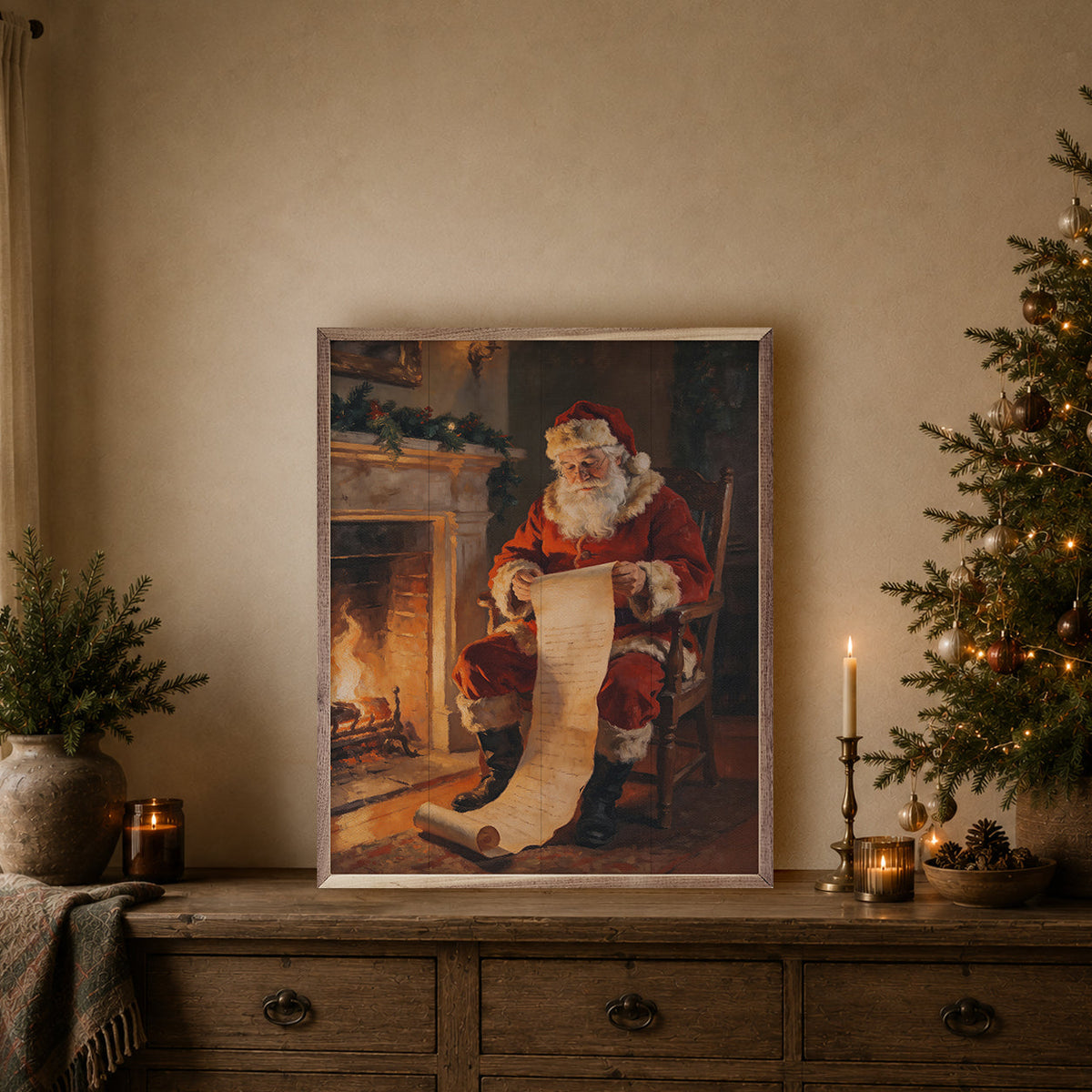 Santa's Long List Printed and Framed Wall Sign