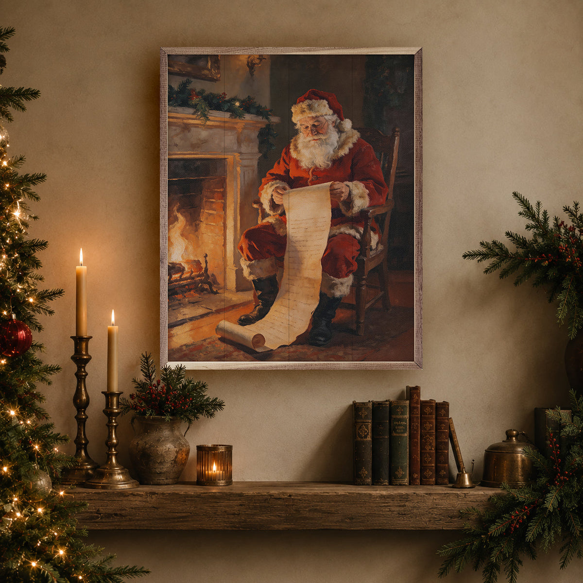 Santa's Long List Printed and Framed Wall Sign