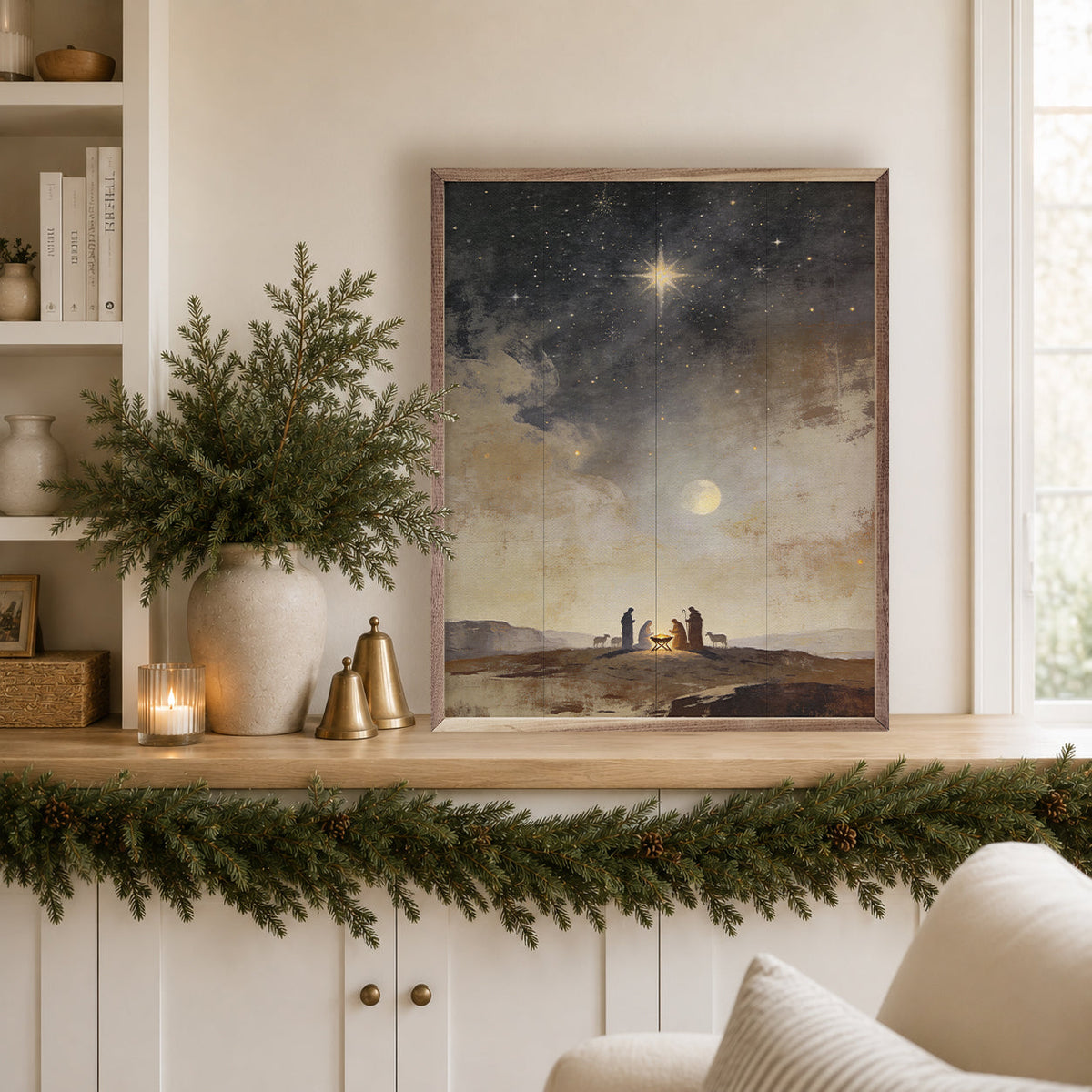 Silent Night Nativity Printed and Framed Wall Sign