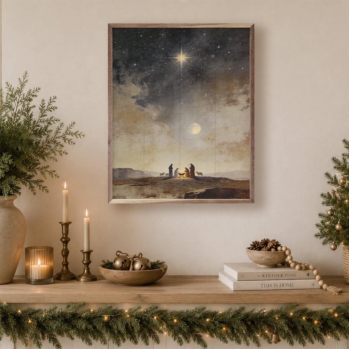 Silent Night Nativity Printed and Framed Wall Sign