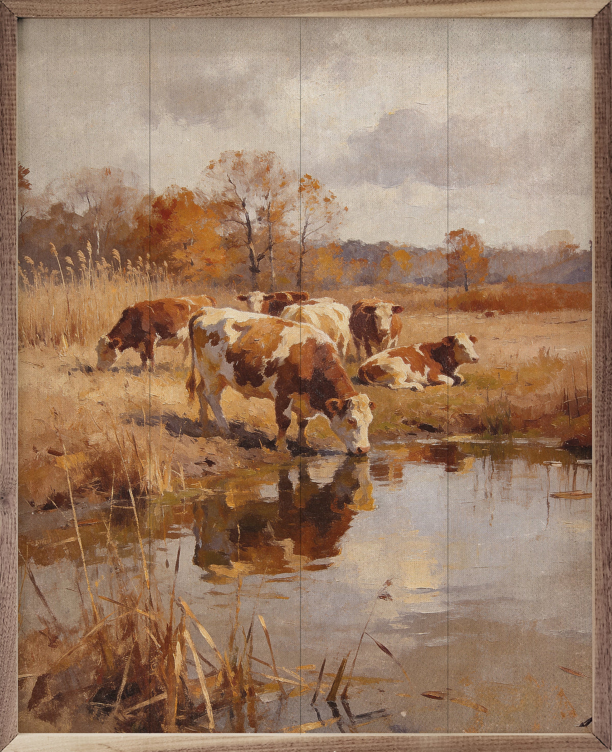 Simmental Cattle In Autumn Printed and Framed Wall Sign