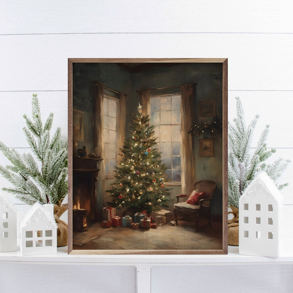 Simple Christmas Tree Printed and Framed Wall Sign