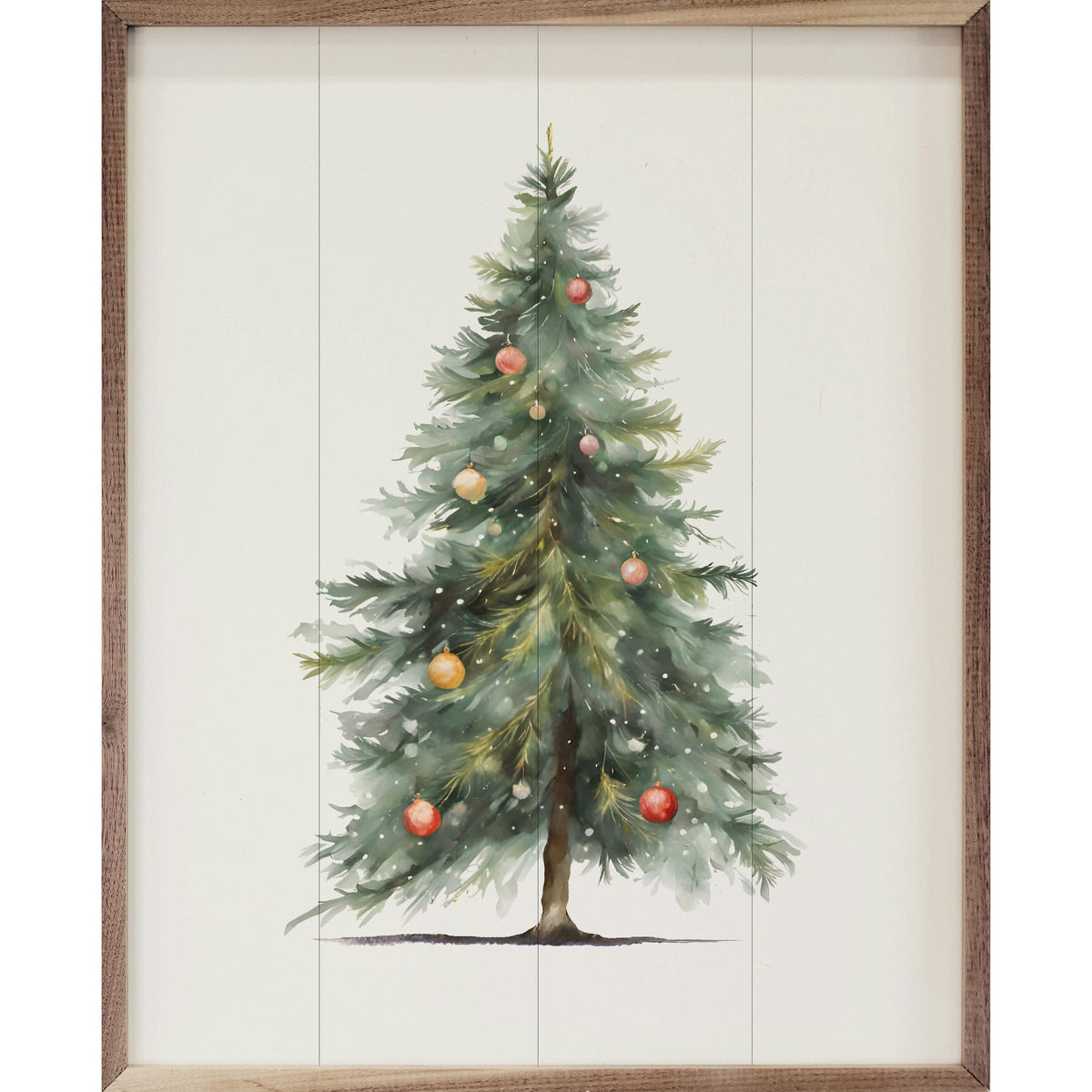 Simple Christmas Tree White Printed and Framed Wall Sign