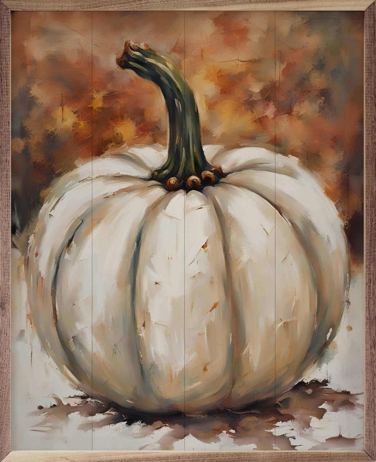 Single White Pumpkin Printed and Framed Wall Sign