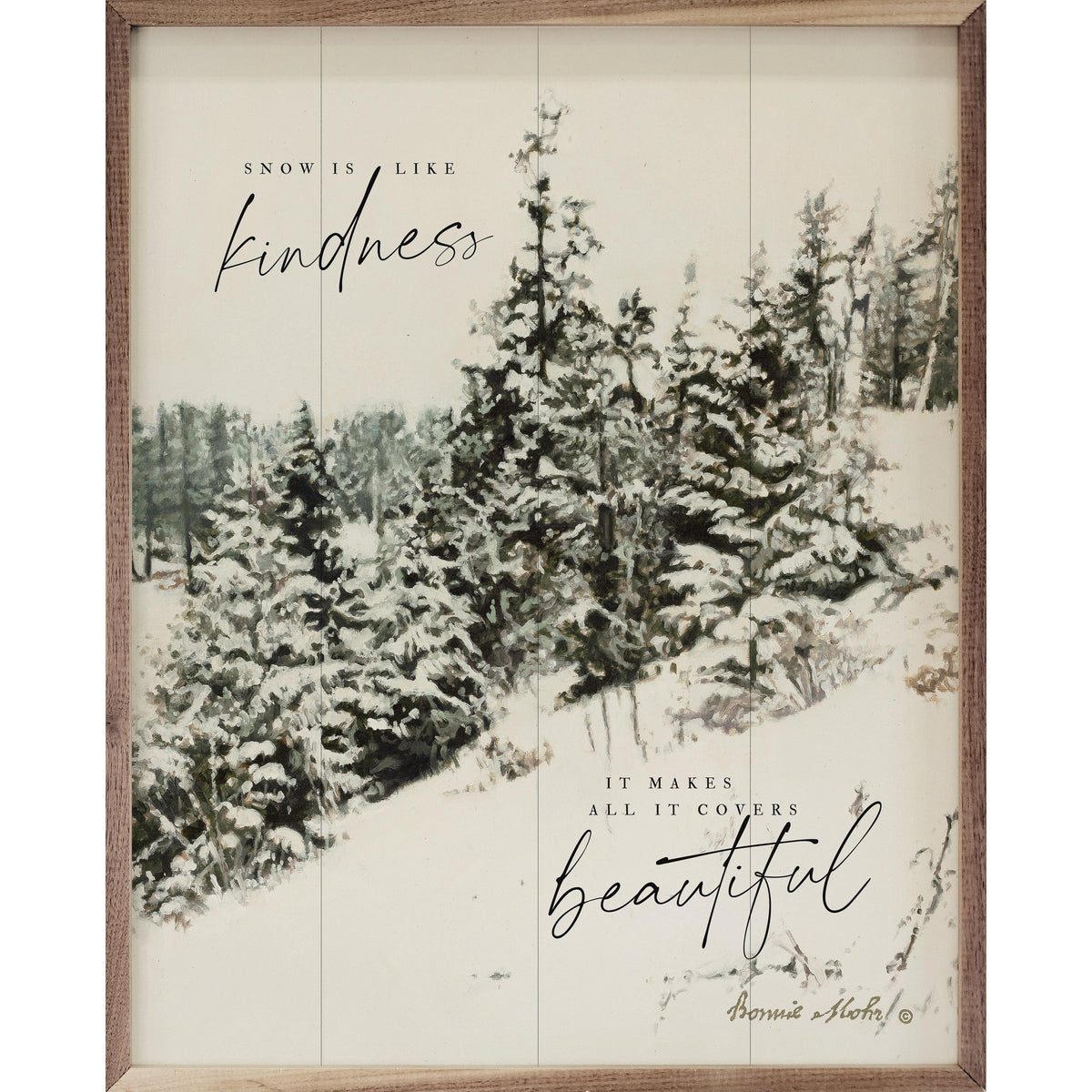 Snow Is Like Kindness Trees By Bonnie Mohr Printed and Framed Wall Sign