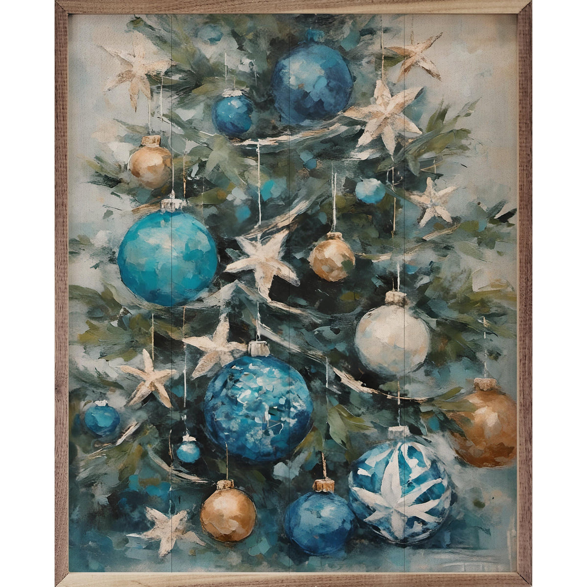 Starfish Holiday Tree Printed and Framed Wall Sign
