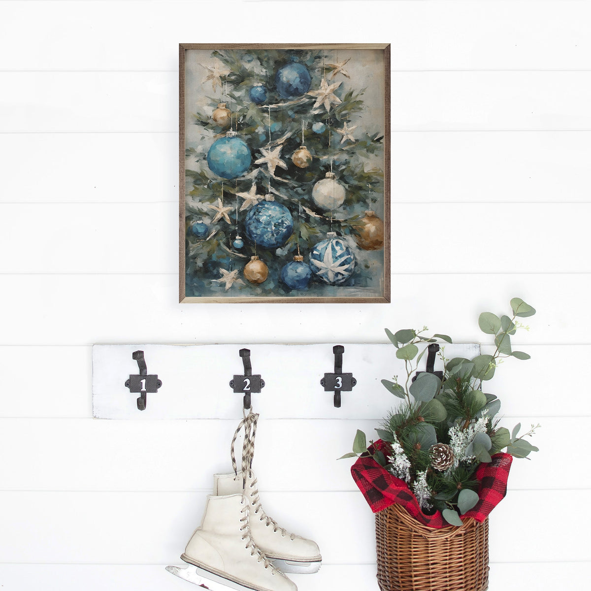 Starfish Holiday Tree Printed and Framed Wall Sign