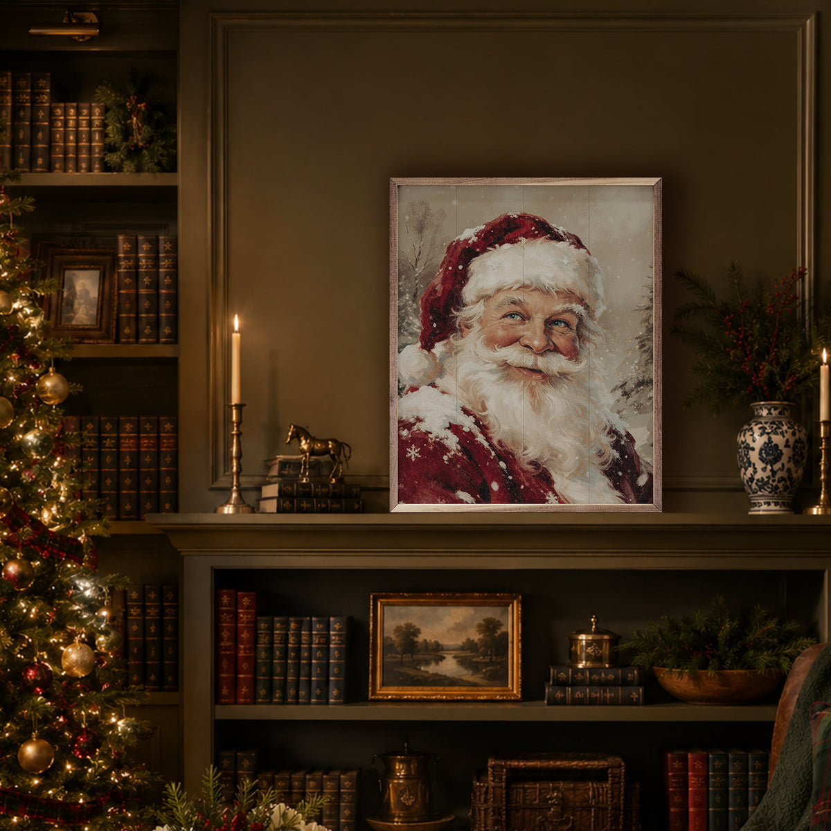 Storybook Santa Printed and Framed Wall Sign