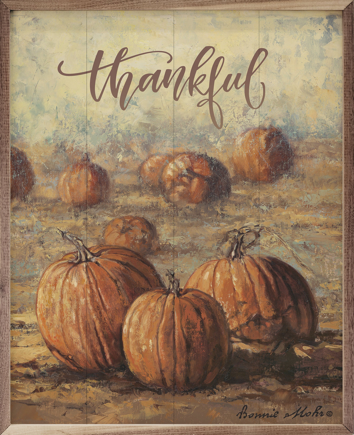 Thankful Pumpkins By Bonnie Mohr Printed and Framed Wall Sign