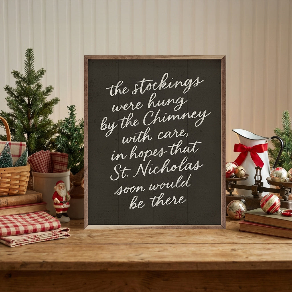 The Stockings Were Hung Printed and Framed Wall Sign