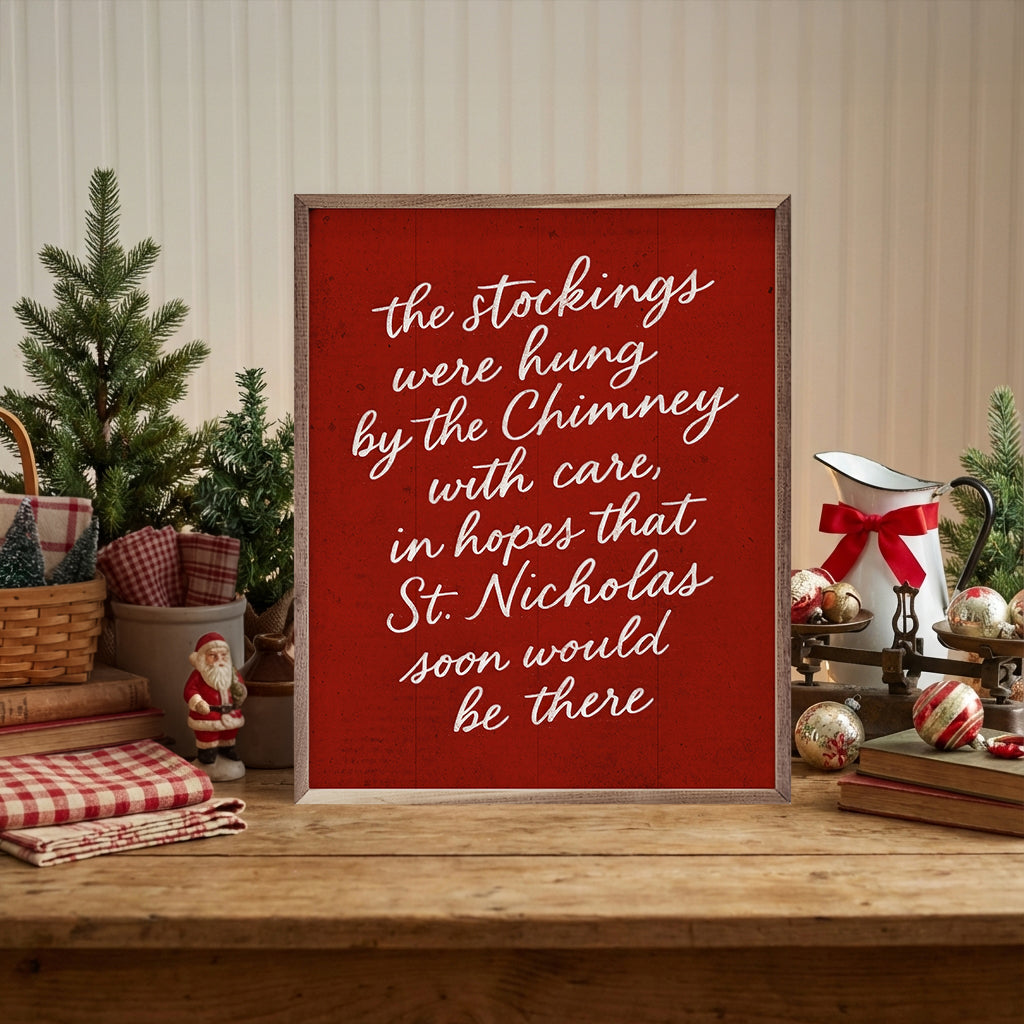 The Stockings Were Hung Printed and Framed Wall Sign