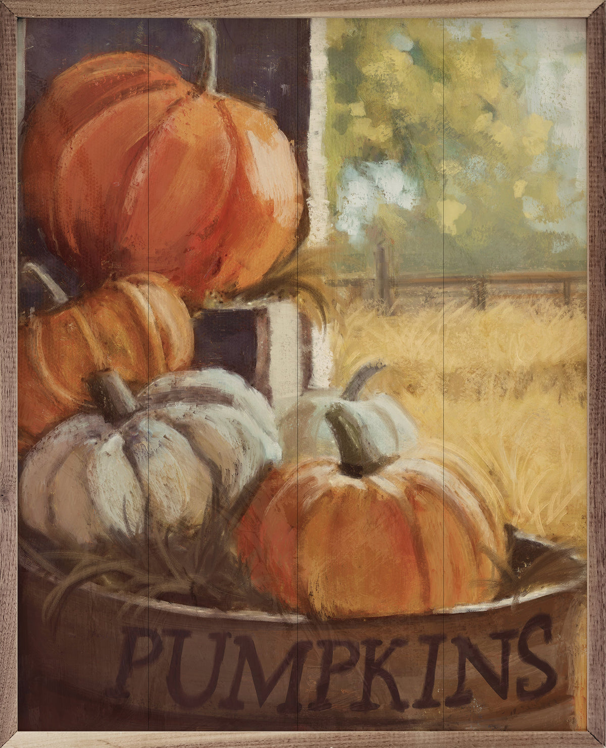 Vintage Pumpkins 4 By Nina Blue Printed and Framed Wall Sign