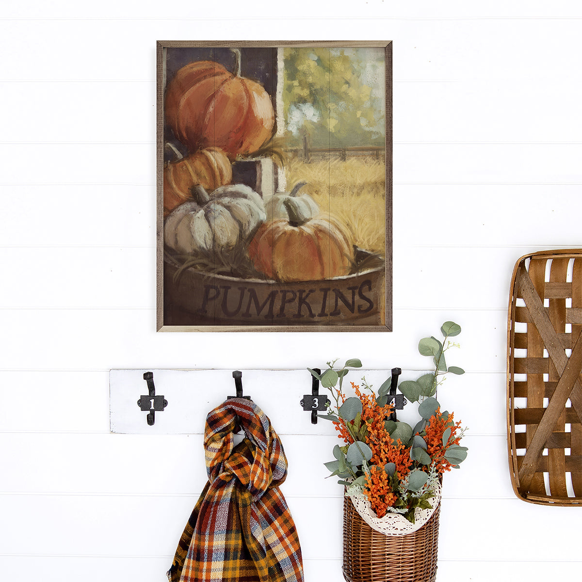 Vintage Pumpkins 4 By Nina Blue Printed and Framed Wall Sign