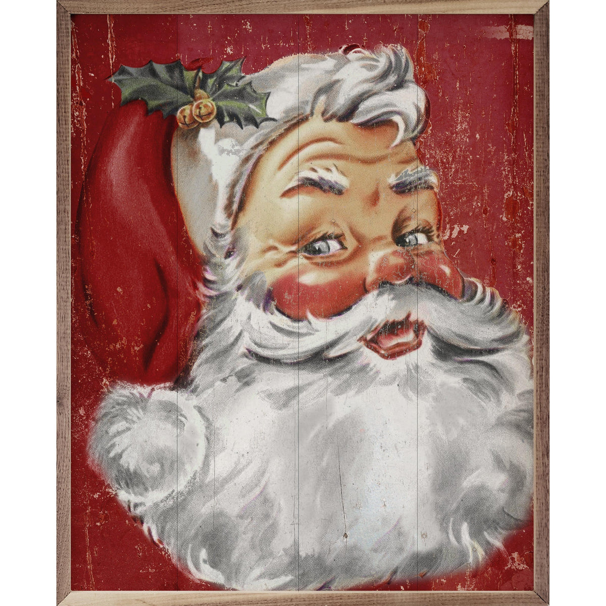 Watchful Eye Santa Red Printed and Framed Wall Sign