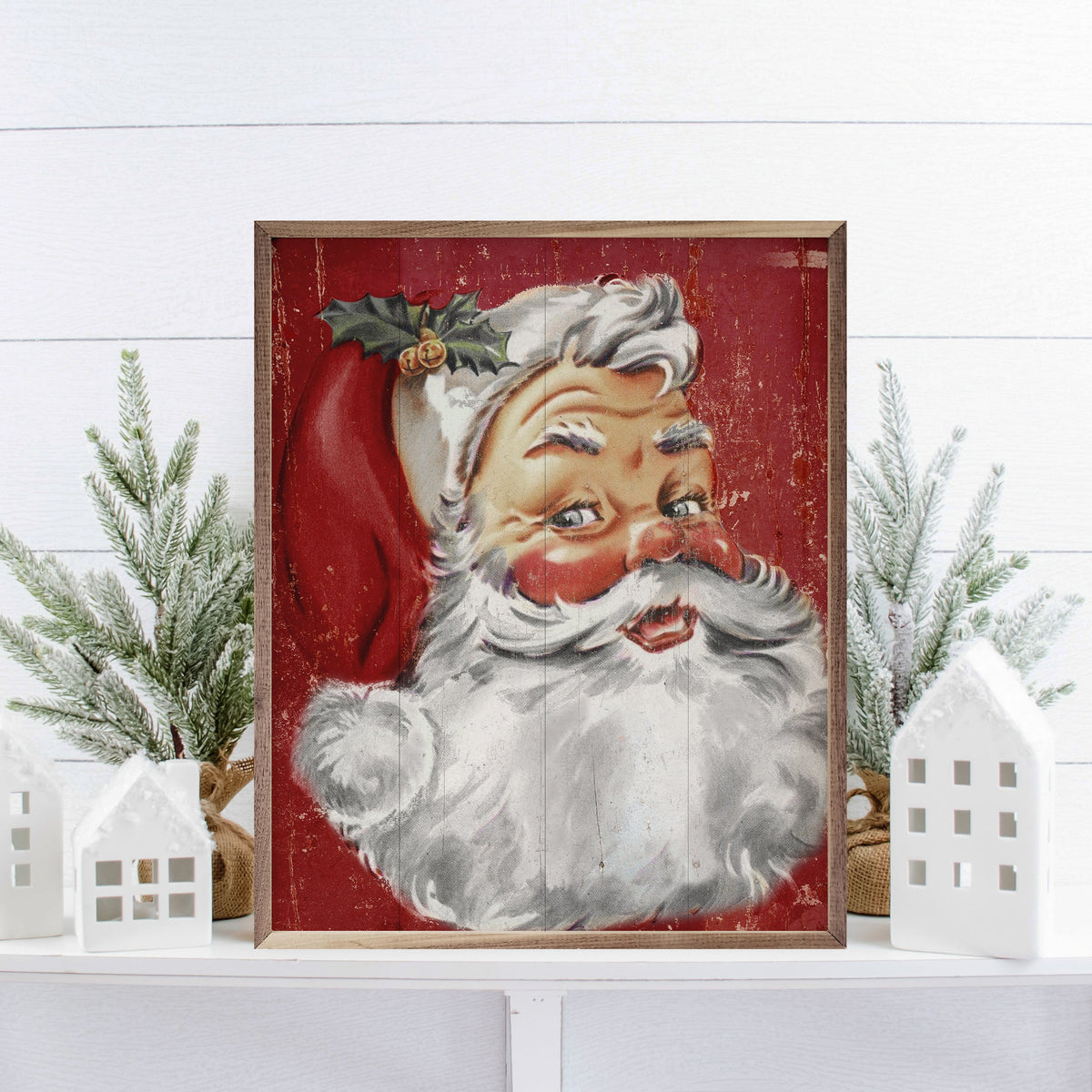 Watchful Eye Santa Red Printed and Framed Wall Sign
