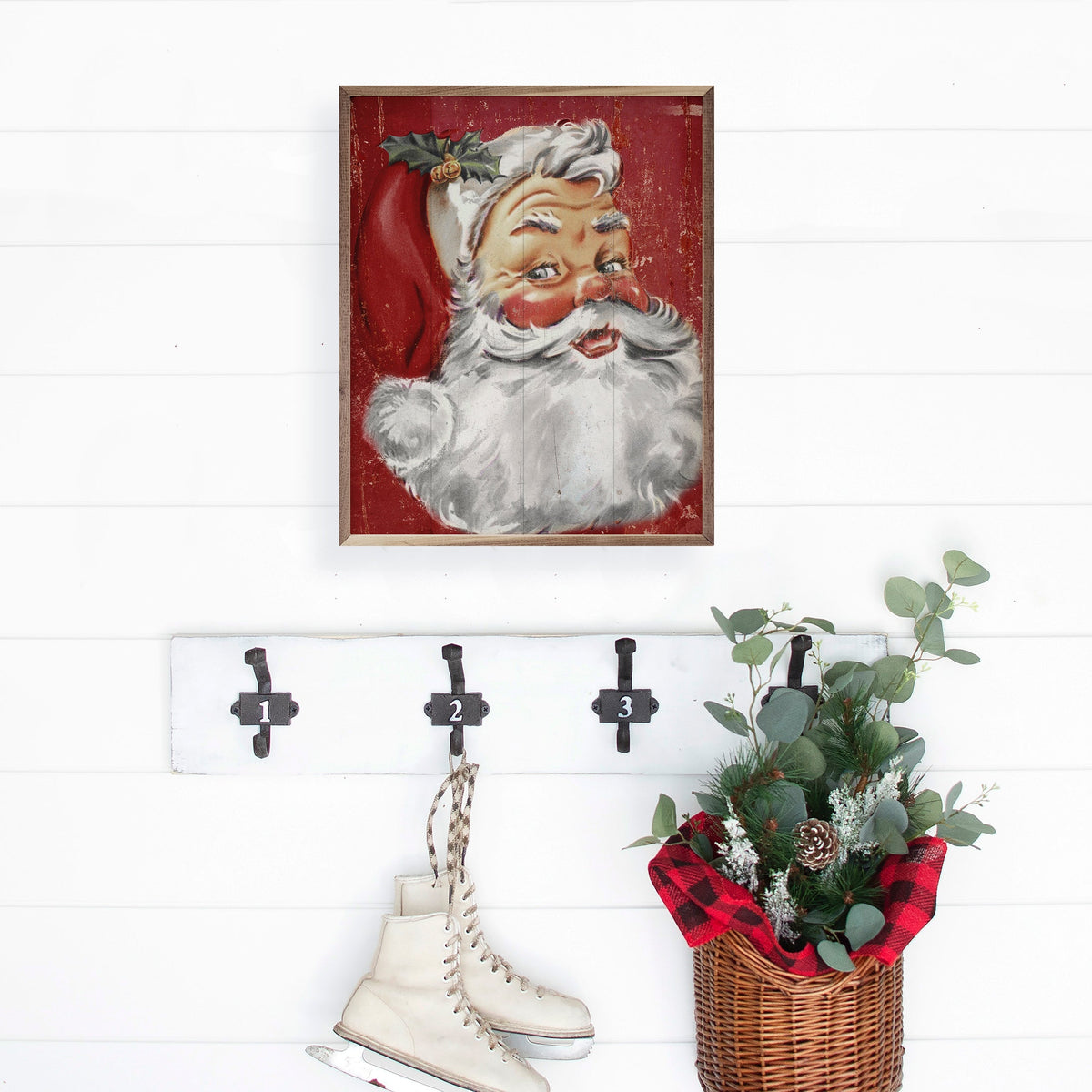 Watchful Eye Santa Red Printed and Framed Wall Sign