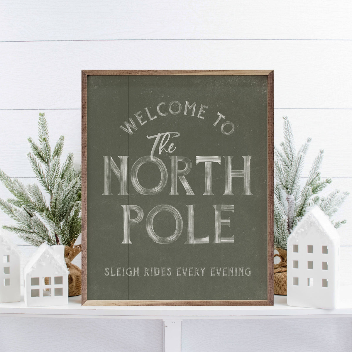 Welcome To The North Pole Printed and Framed Wall Sign