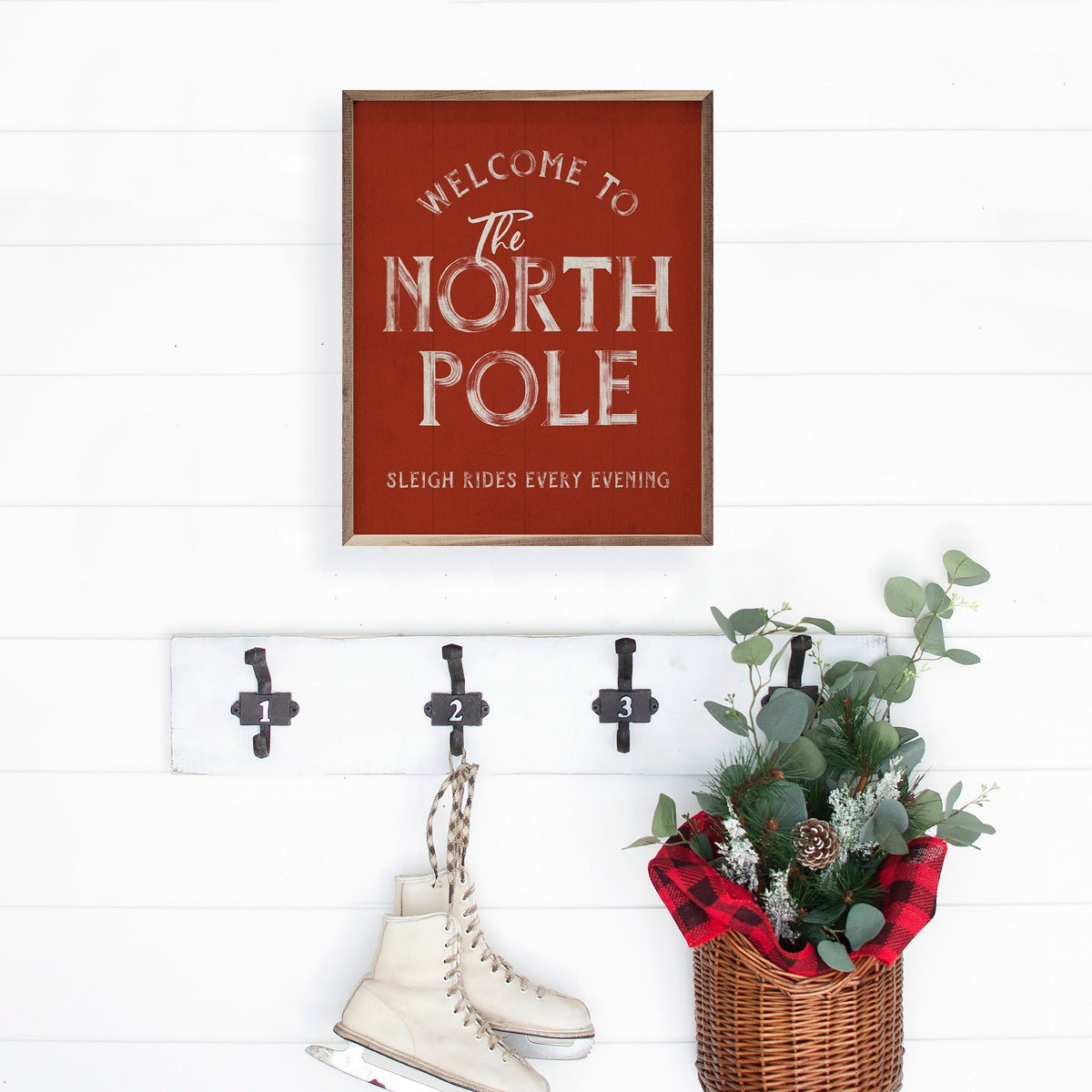 Welcome To The North Pole Printed and Framed Wall Sign