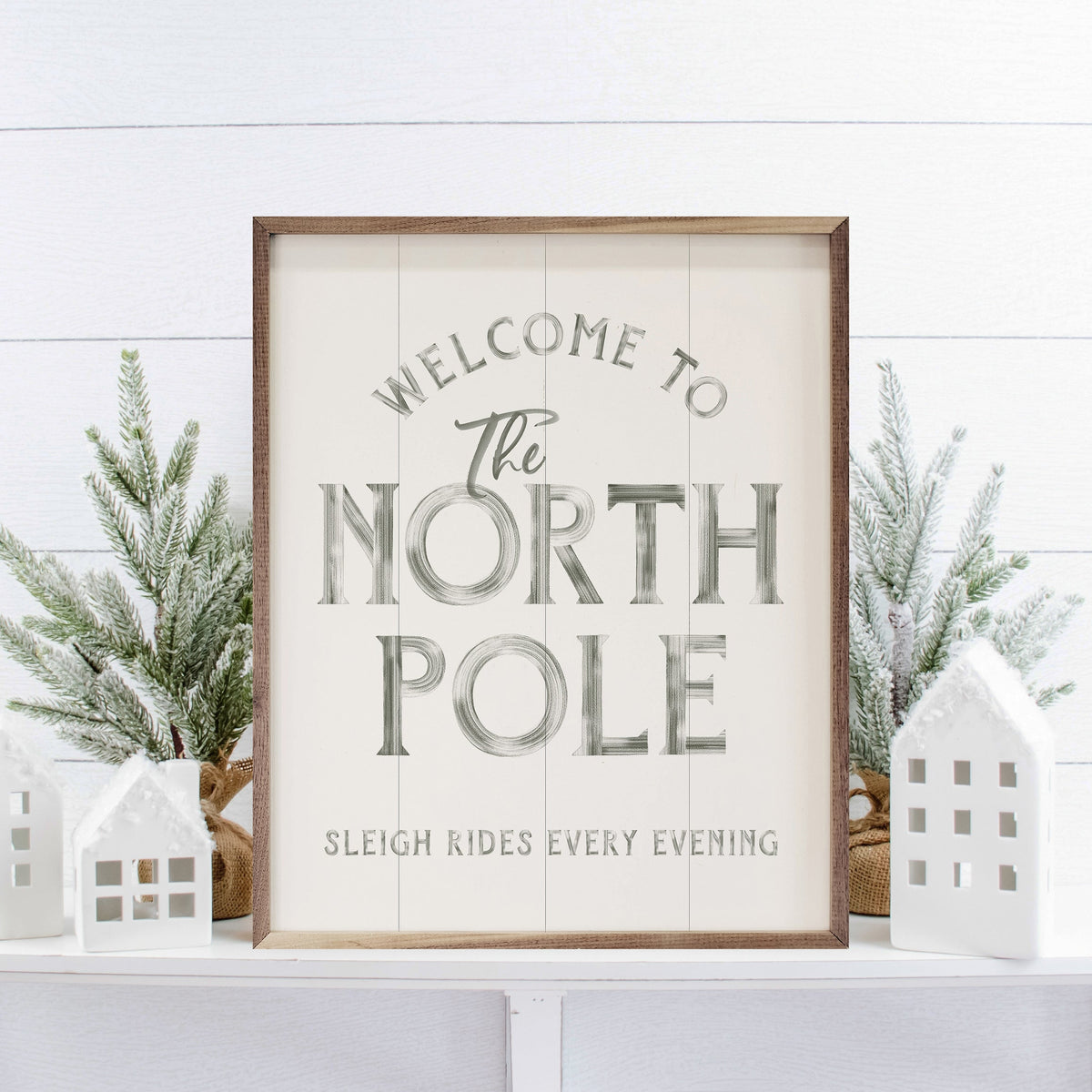 Welcome To The North Pole Printed and Framed Wall Sign