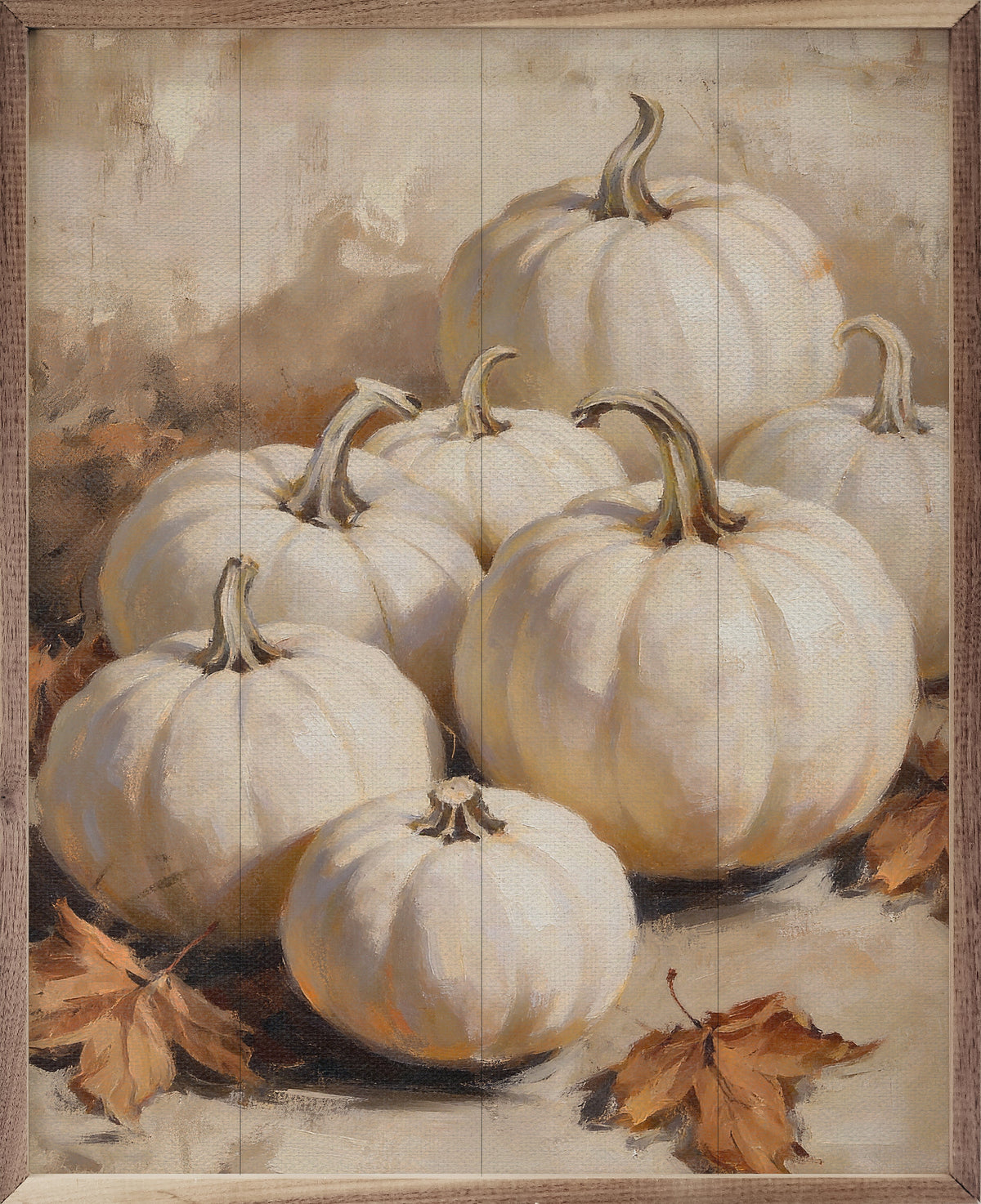 White Pumpkin Gathering Printed and Framed Wall Sign