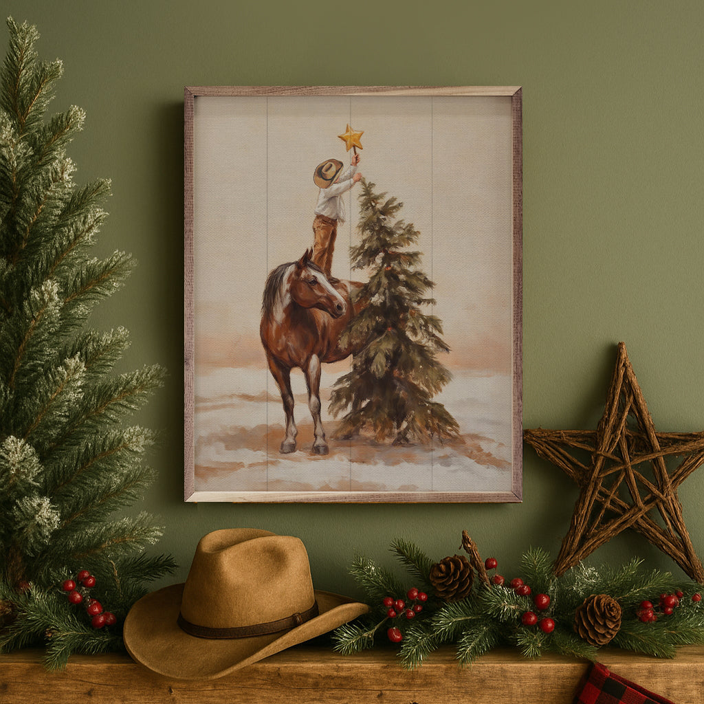 Young Cowboys Christmas Printed and Framed Wall Sign