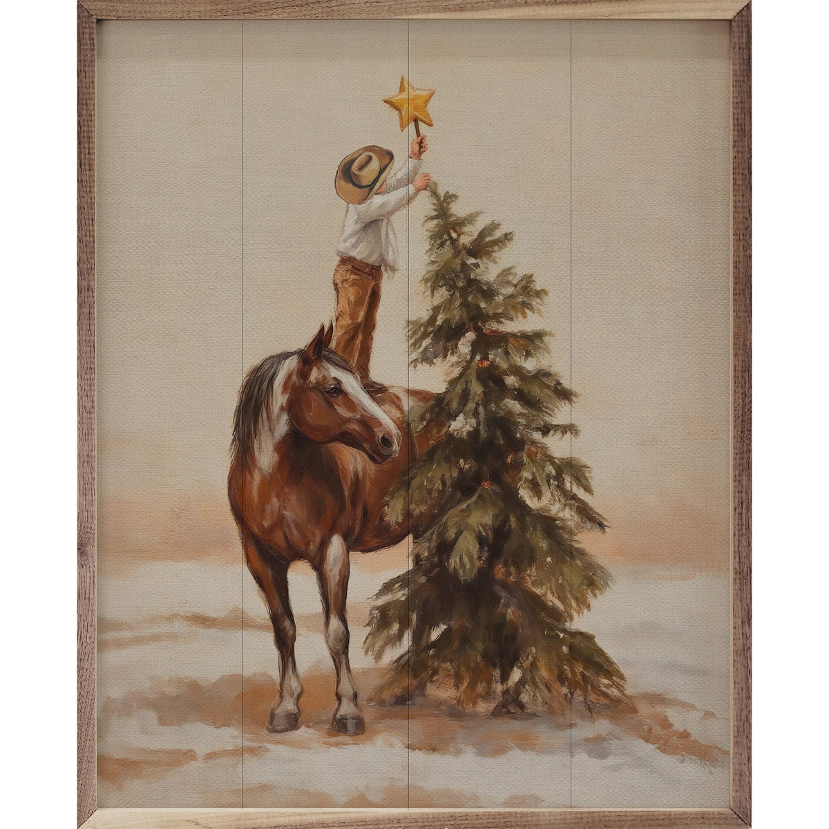Young Cowboys Christmas Printed and Framed Wall Sign