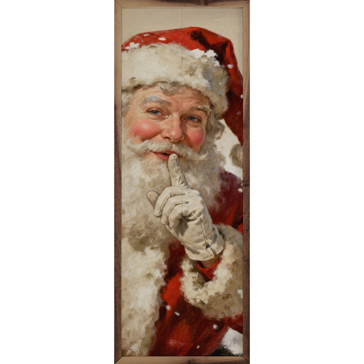 Shh Santa Claus White Gloves Printed and Framed Wall Sign