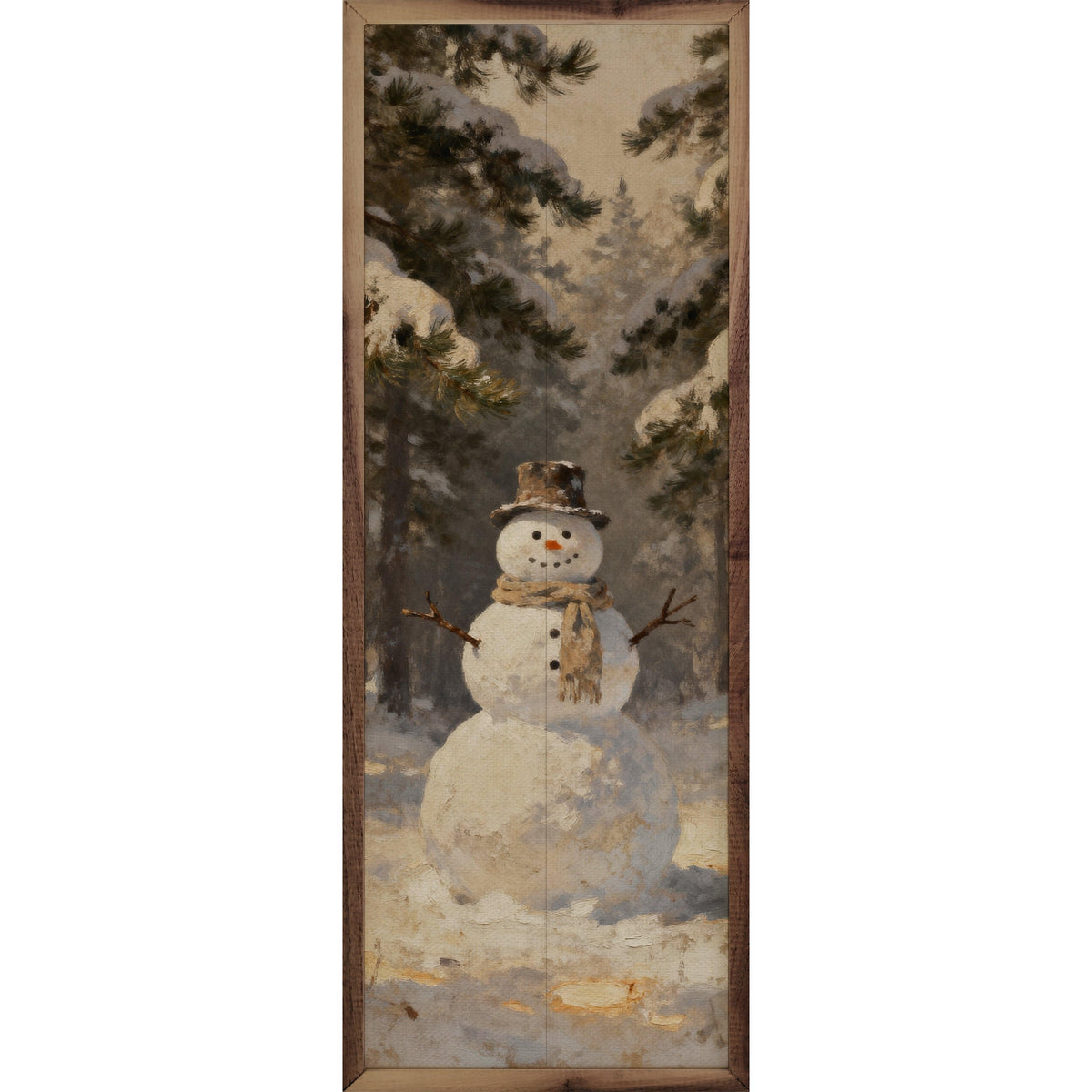 Snowman In The Woods Printed and Framed Wall Sign