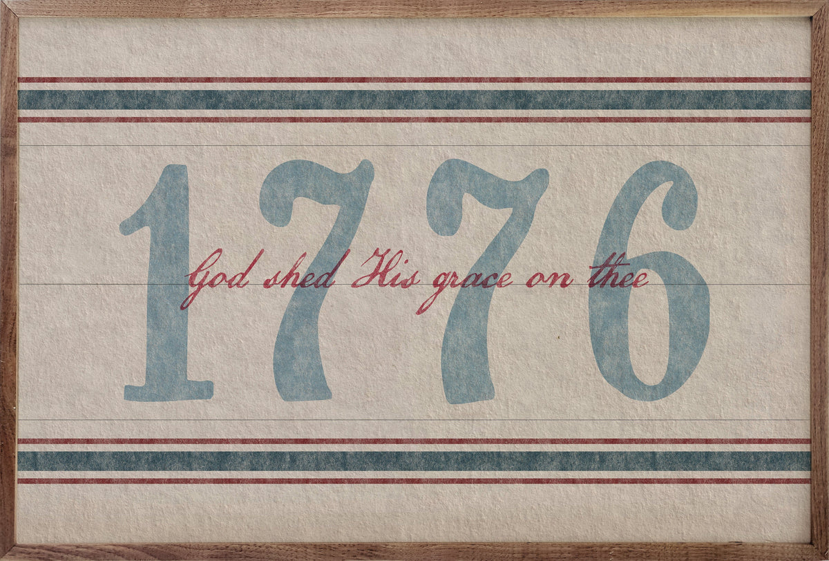 1776 God Shed His Grace Americana Printed and Framed Wall Sign