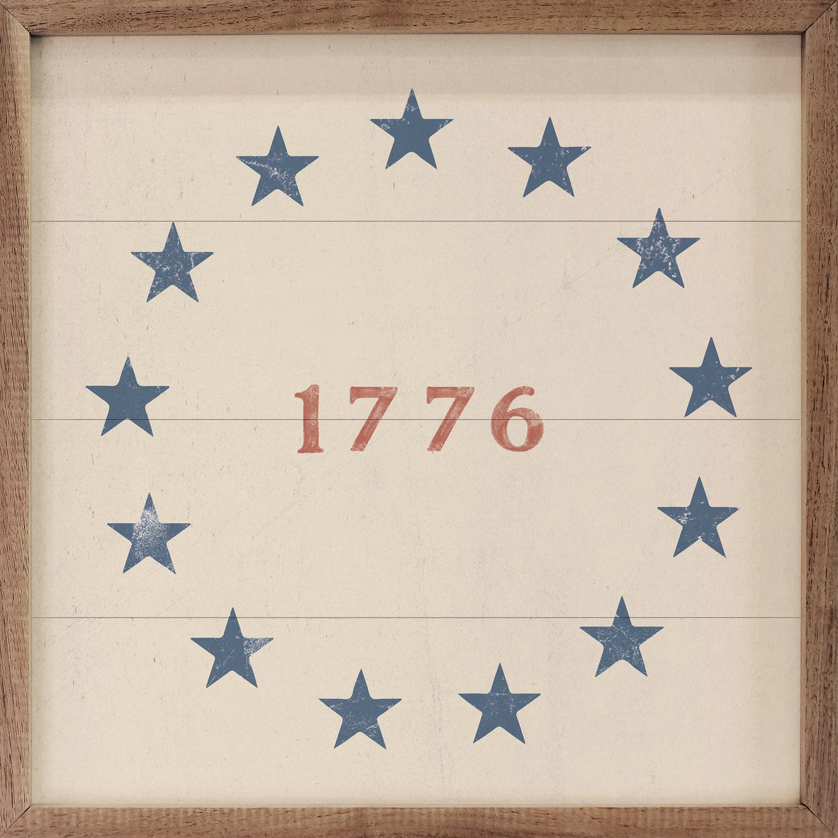 1776 With Stars White Printed and Framed Wall Sign