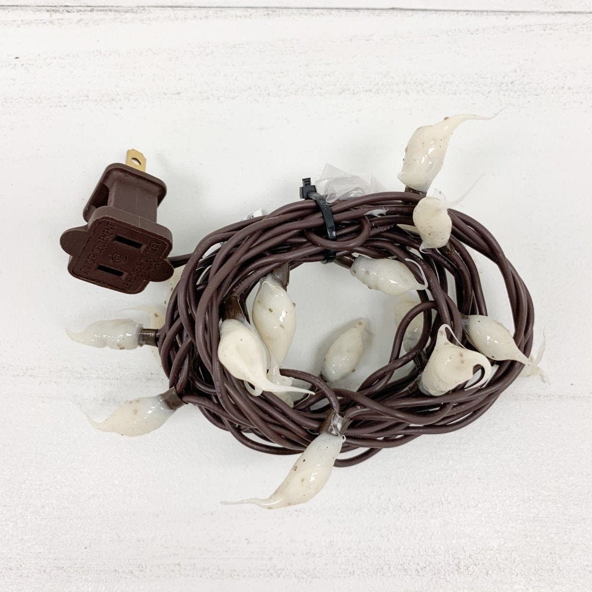 20 Count Light String Buttermilk Silicone Dipped Bulbs Brown Cord Electric Plug In-Craft Wholesalers-The Village Merchant
