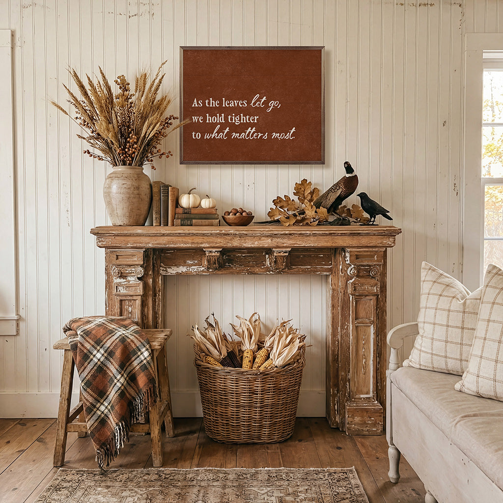 As The Leaves Let Go Orange Printed and Framed Wall Sign