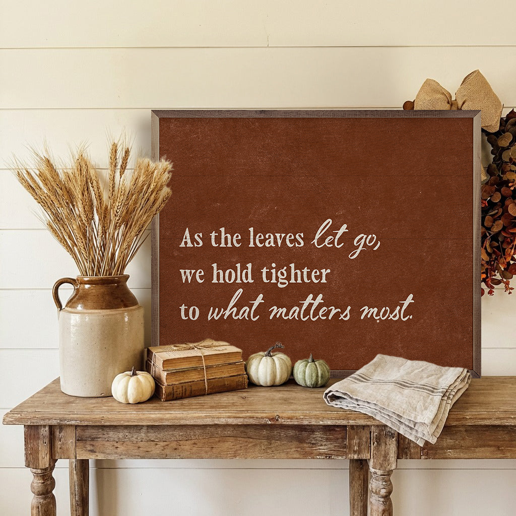 As The Leaves Let Go Orange Printed and Framed Wall Sign