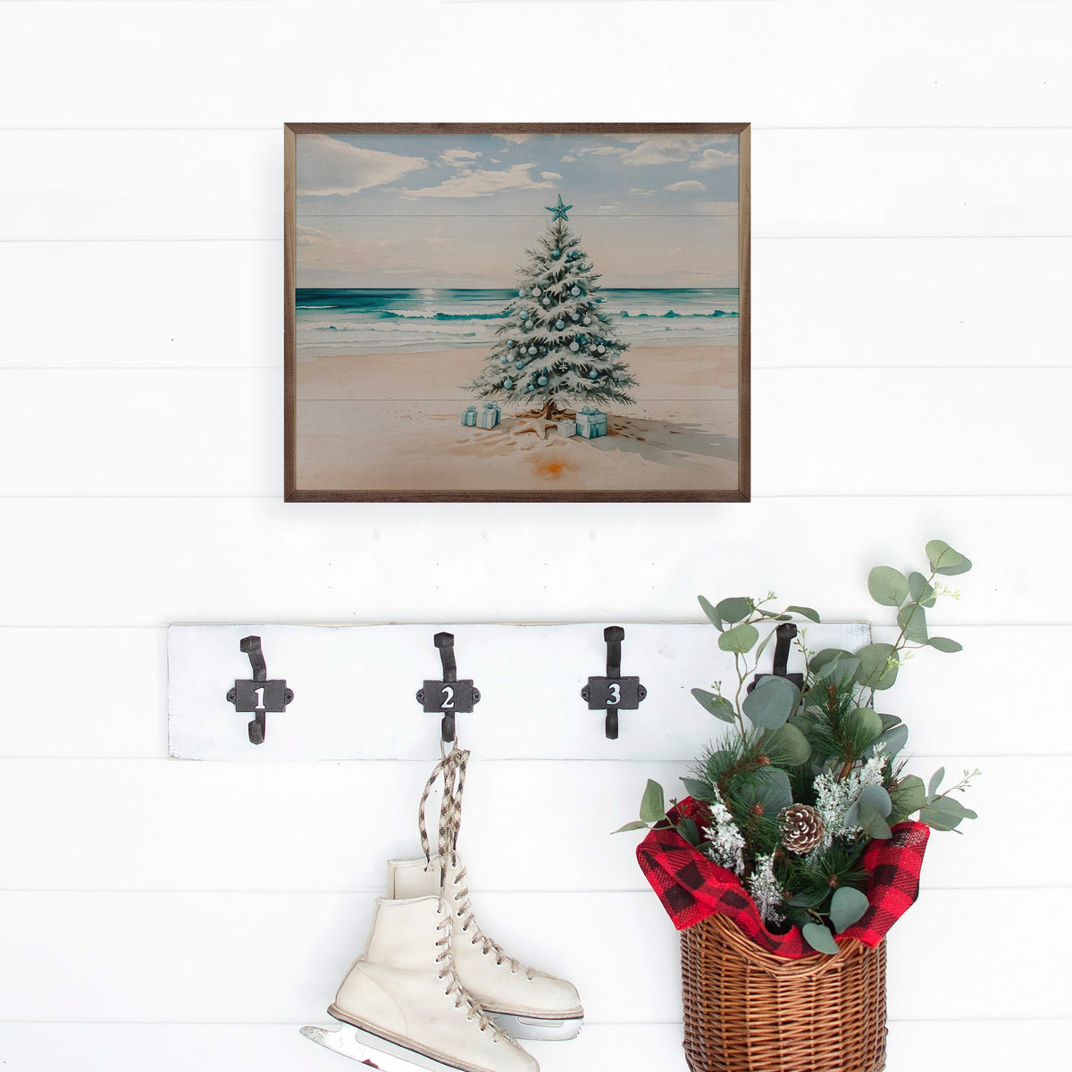Beach Holiday Tree Printed and Framed Wall Sign