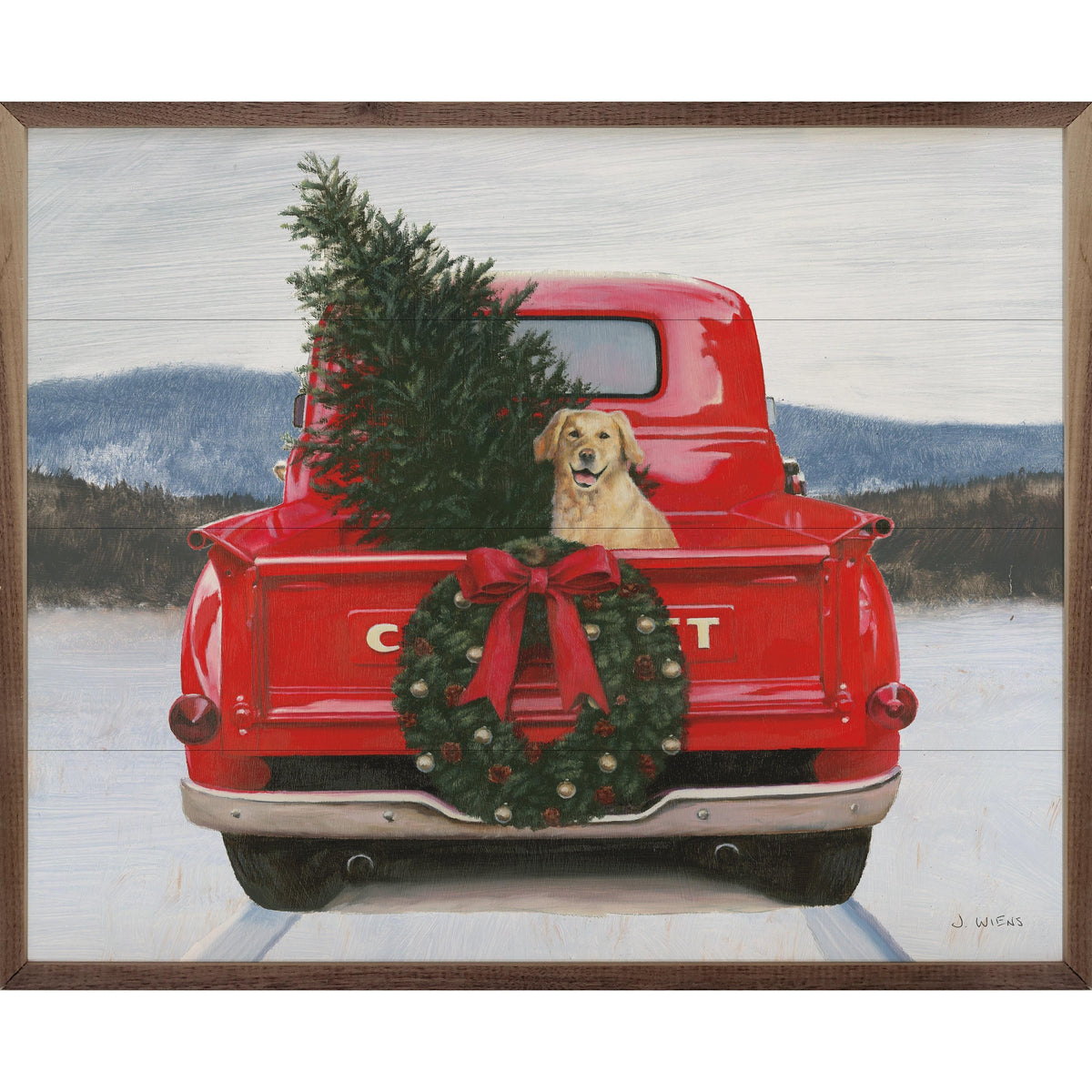 Christmas In The Heartland Truck By James Wiens Printed and Framed Wall Sign