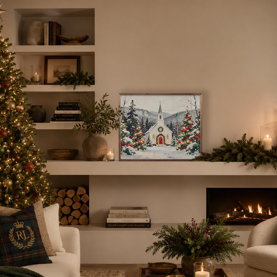 Christmas Morning Chapel Printed and Framed Wall Sign