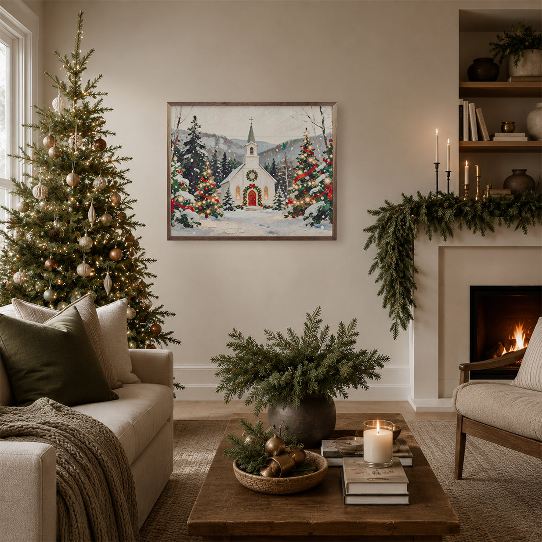 Christmas Morning Chapel Printed and Framed Wall Sign