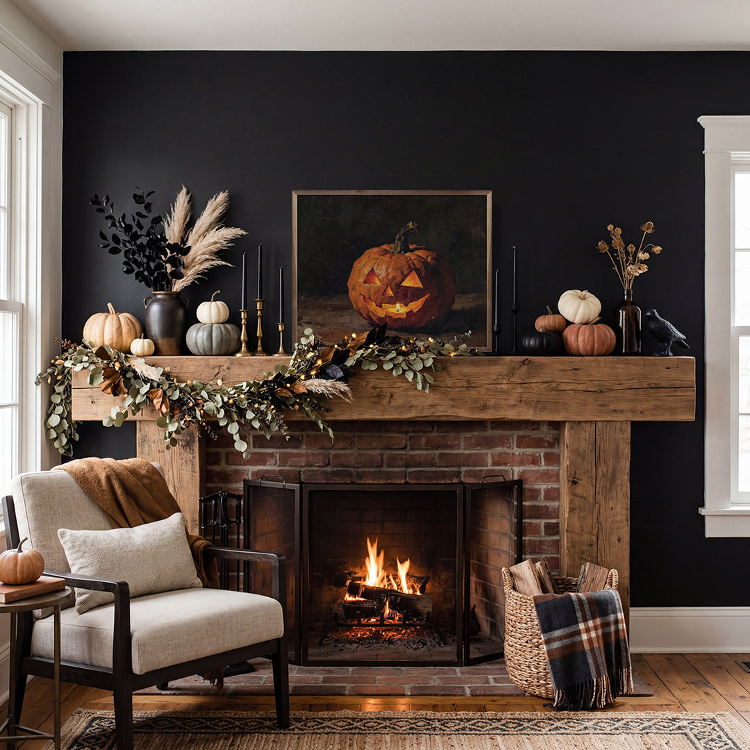 Glowing Jack O Lantern Printed and Framed Wall Sign