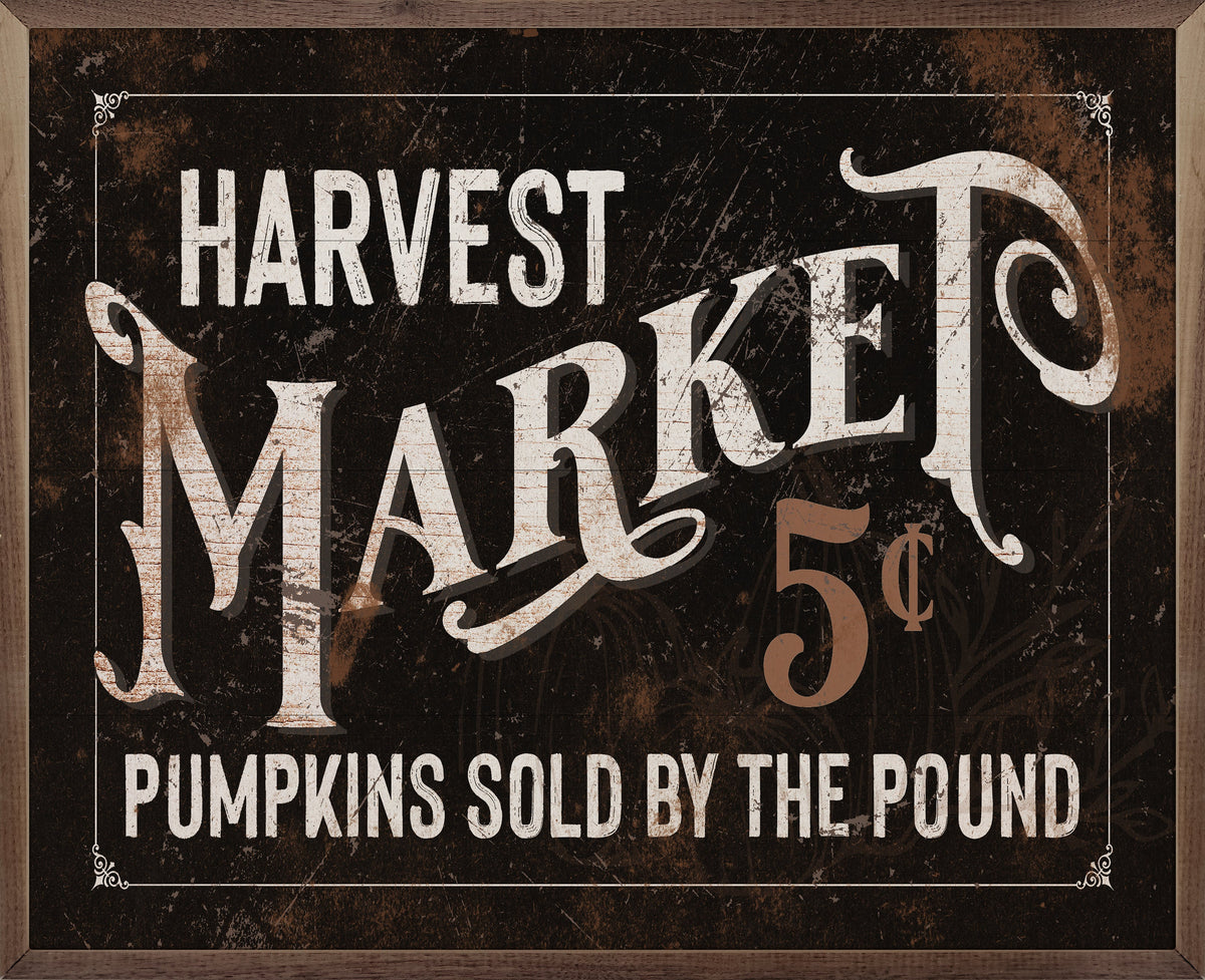 Harvest Market 5 Cents Black Printed and Framed Wall Sign