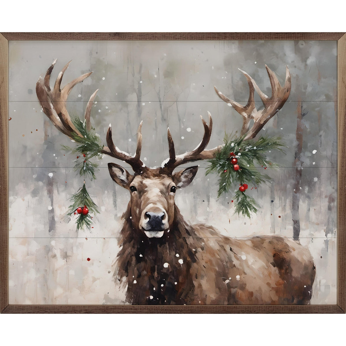 Holiday Caribou Printed and Framed Wall Sign