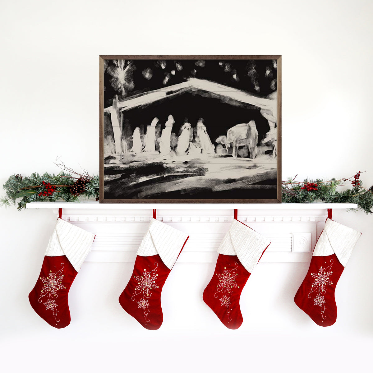 Moody Christmas 1 Nativity By Emily Wood Printed and Framed Wall Sign