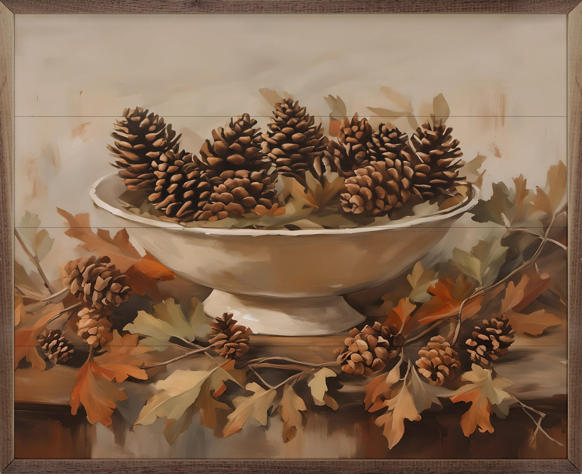 Pinecones Fall Centerpiece Printed and Framed Wall Sign