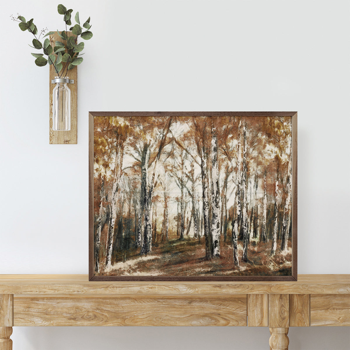Rusted Hearth Birch Trees 1 By Nina Blue Printed and Framed Wall Sign